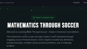 Interactive Website/App Sample Now Available for Learning Math Through Soccer - Common Core Grade 3