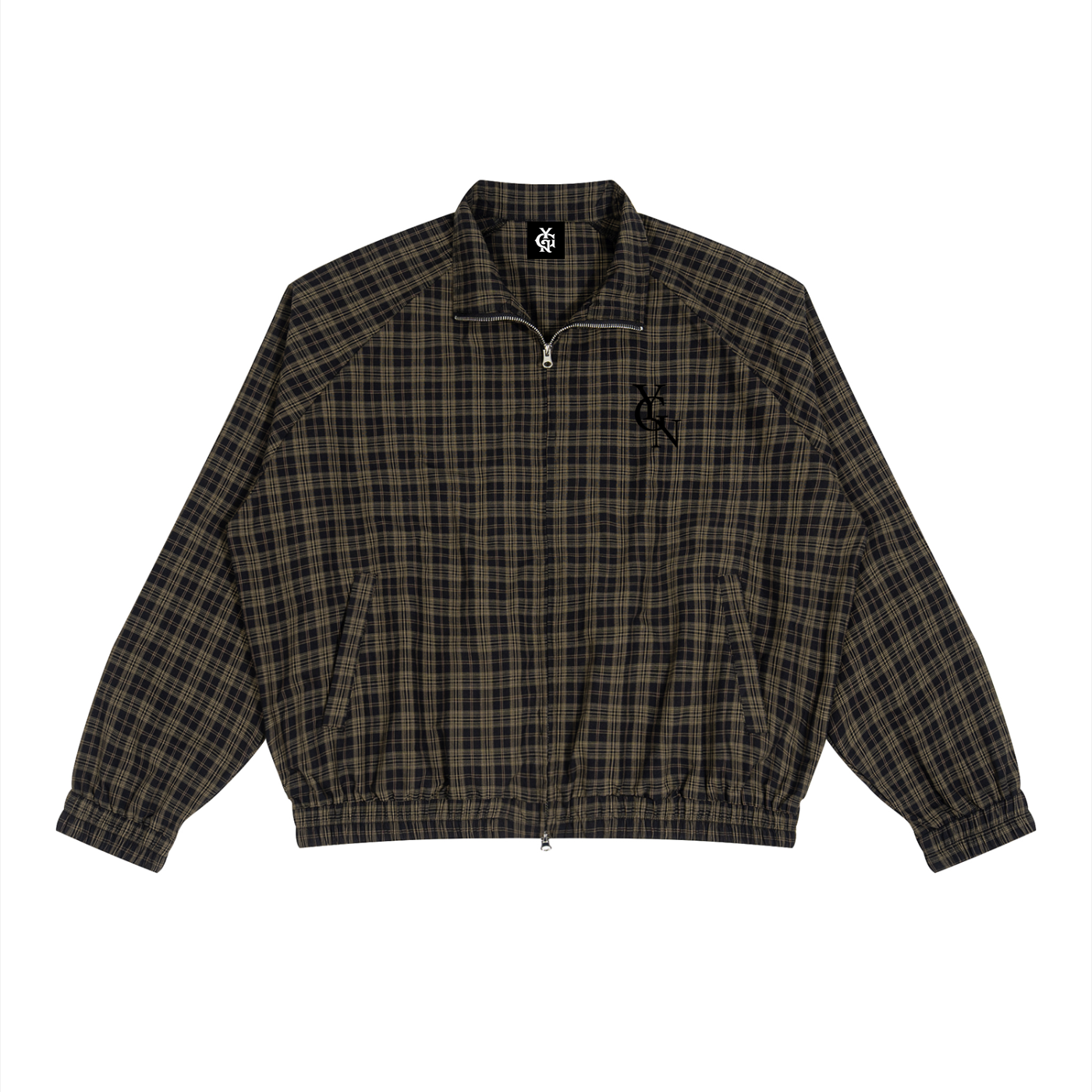 Plaid Full-Zip Track Jacket