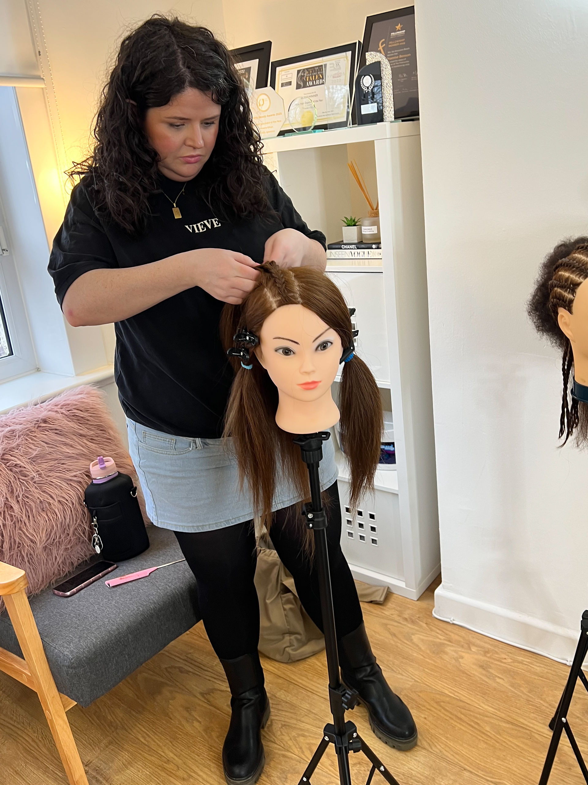 Braid training workshop students learning at More Than Braids Academy Glasgow