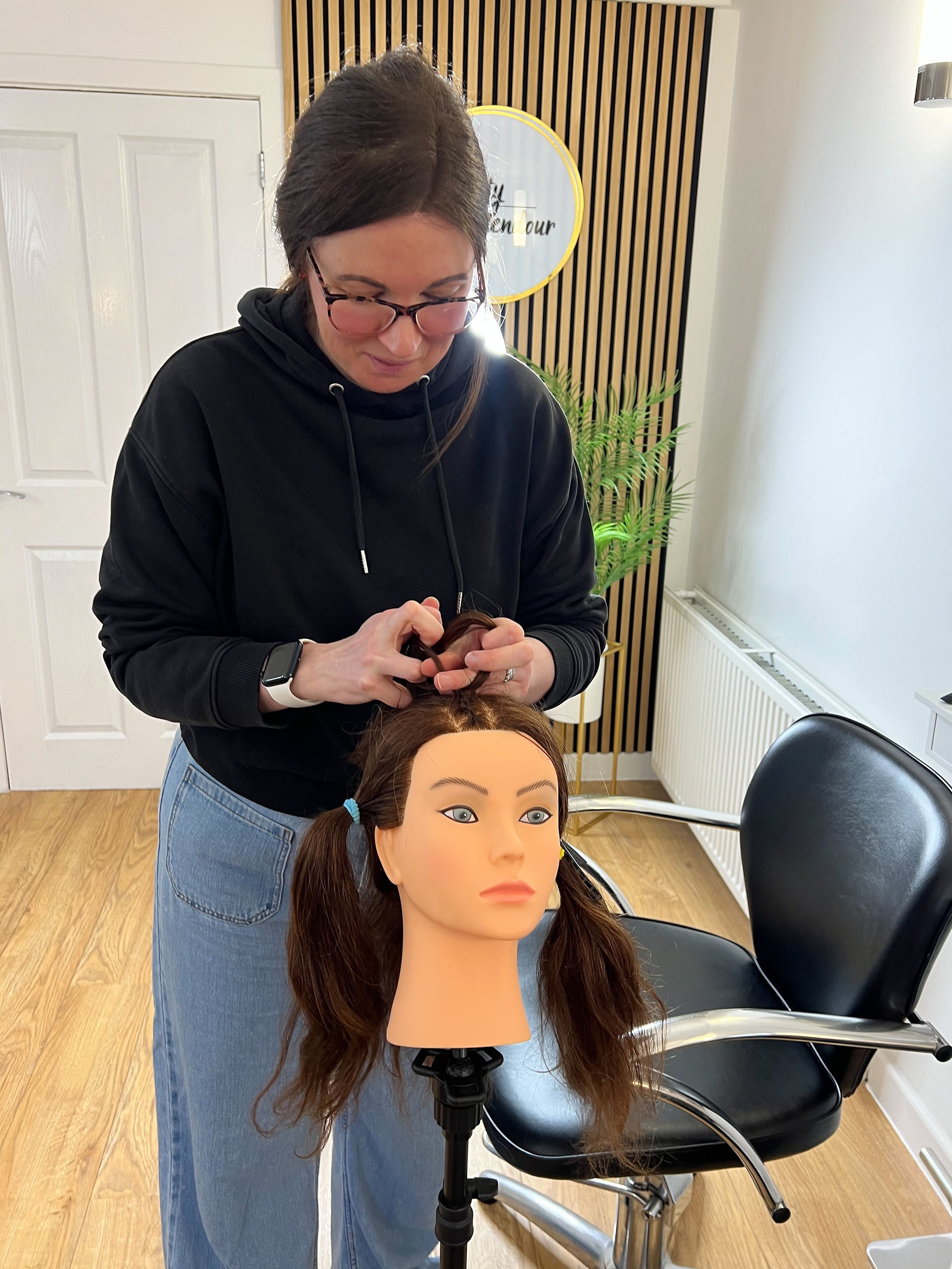 Braid training workshop students learning at More Than Braids Academy Glasgow