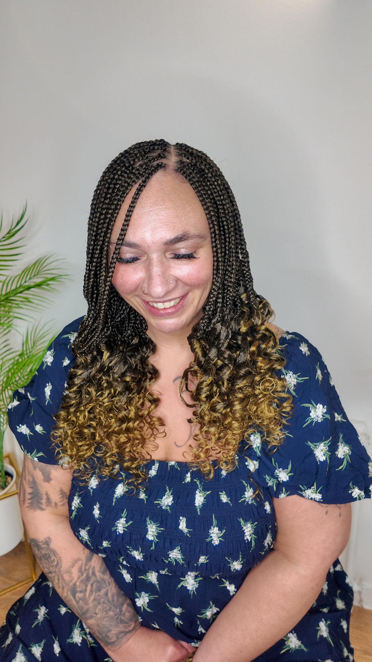 Pick n drop box braids with curly ends