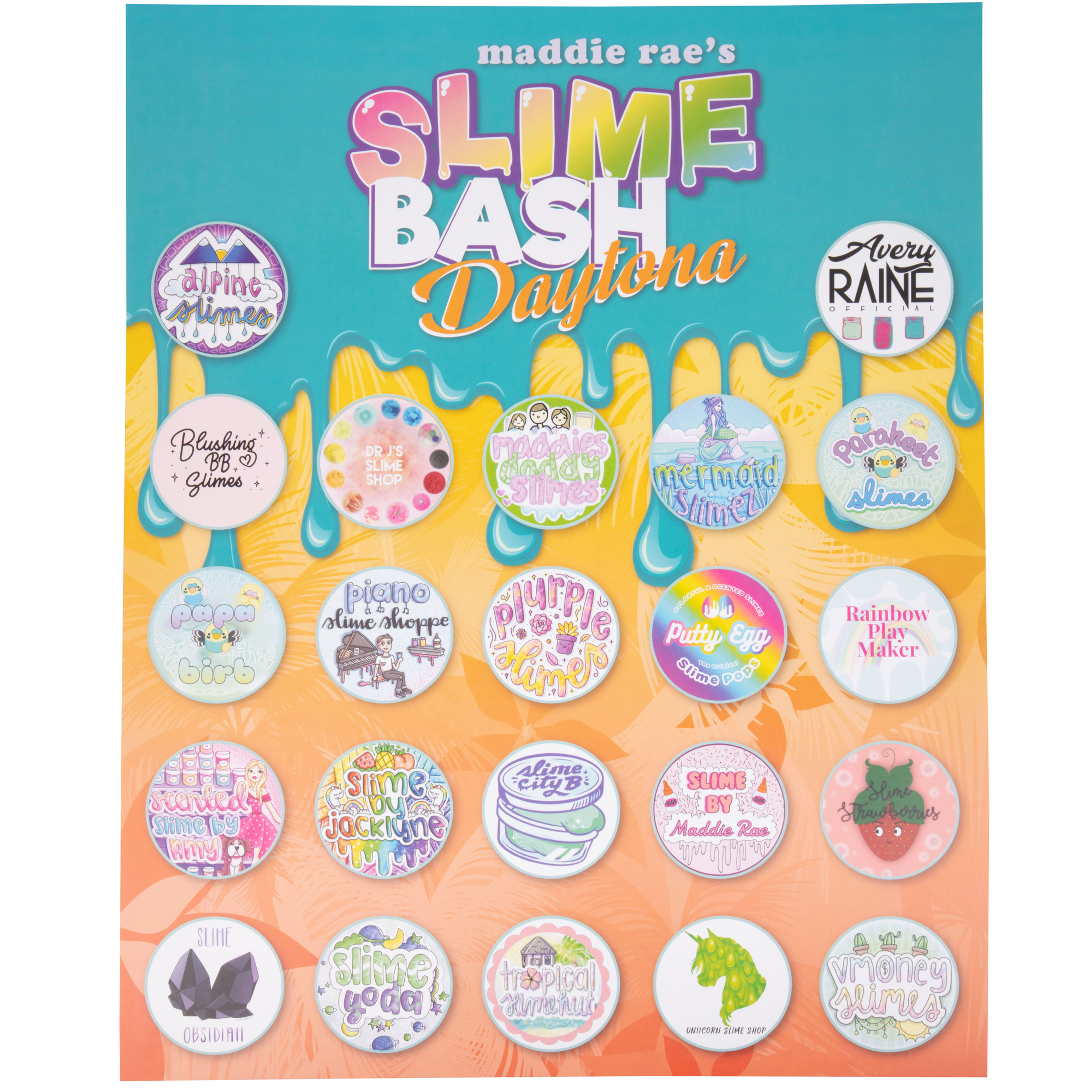 Slime Bash Daytona VIPs Autograph Poster 16" x 20"