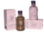 Eye-level view of a neatly organized shelf with various haircare products
