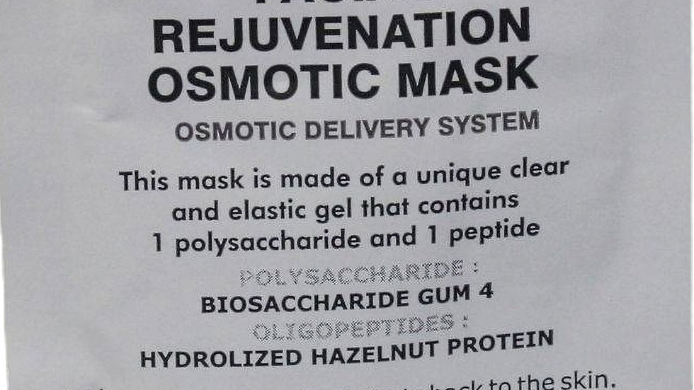 BioTec USA facial rejuvenation osmotic mask package with bold black text on white background and product details visible