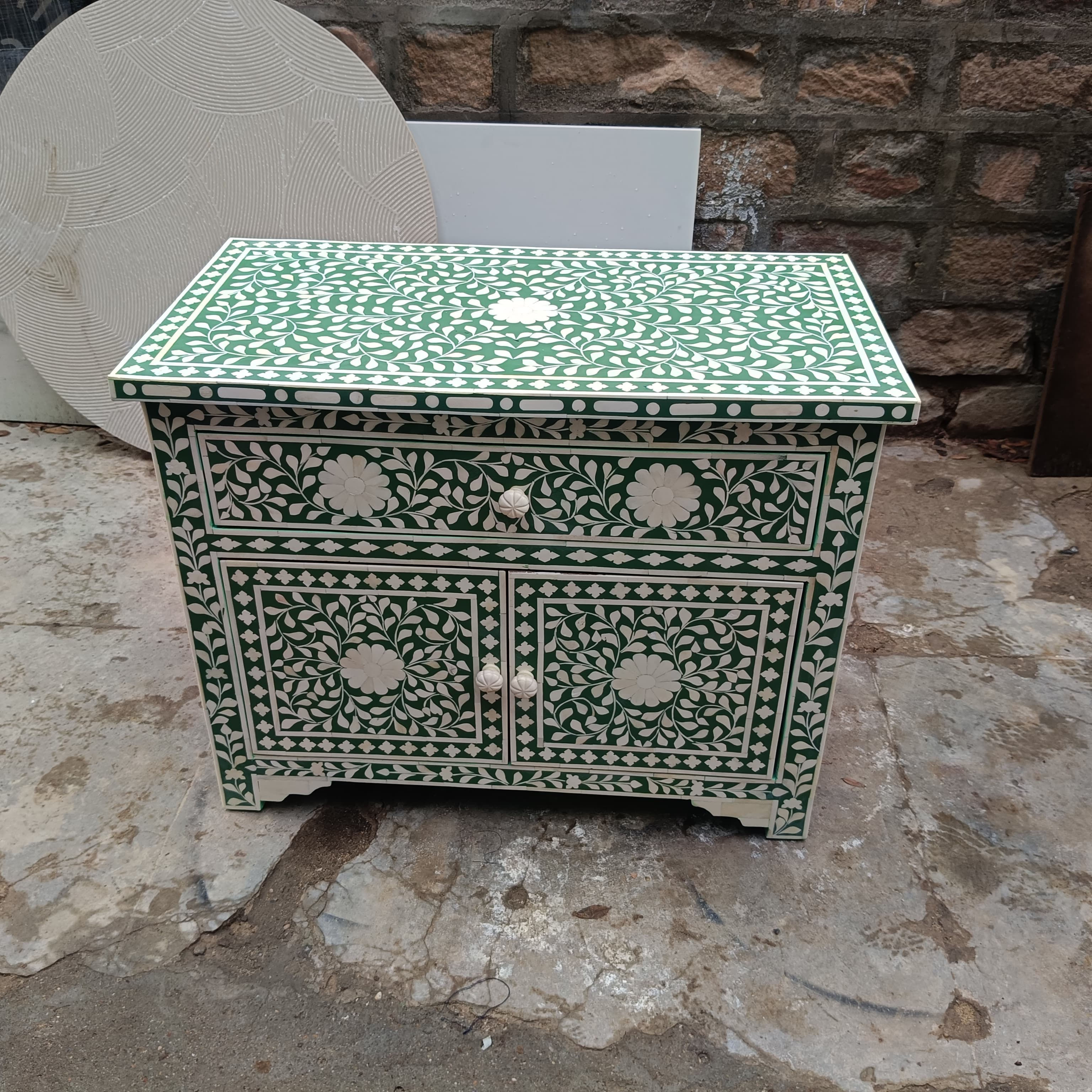 Bone Inlay Side Board with Drawer Almira