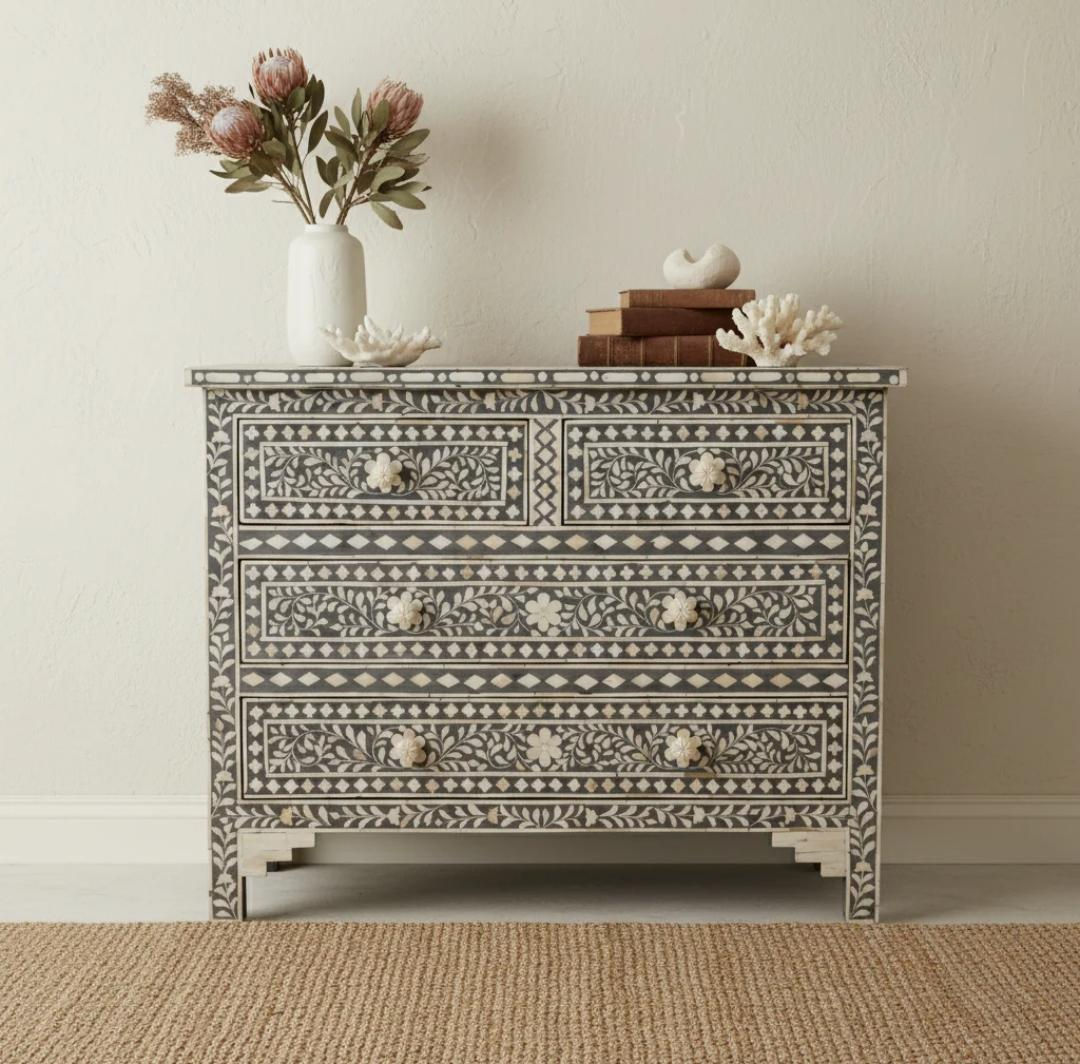 Antique Bone Inlay Side Board