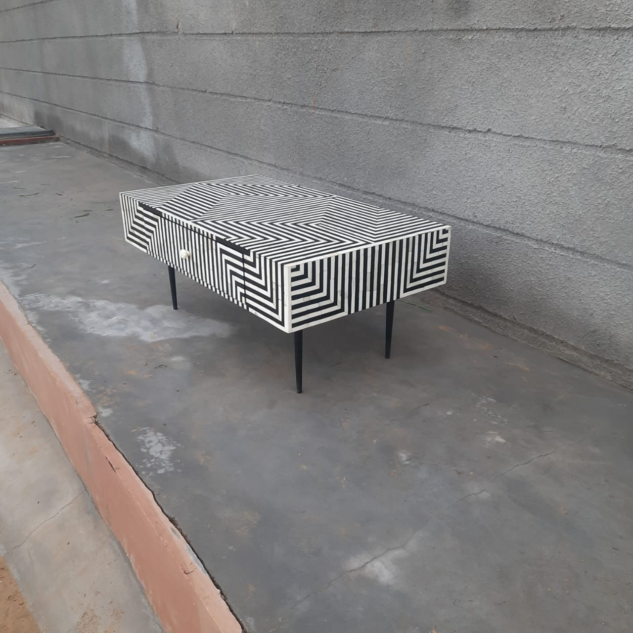 Bone Inlay Square coffee table with drawers