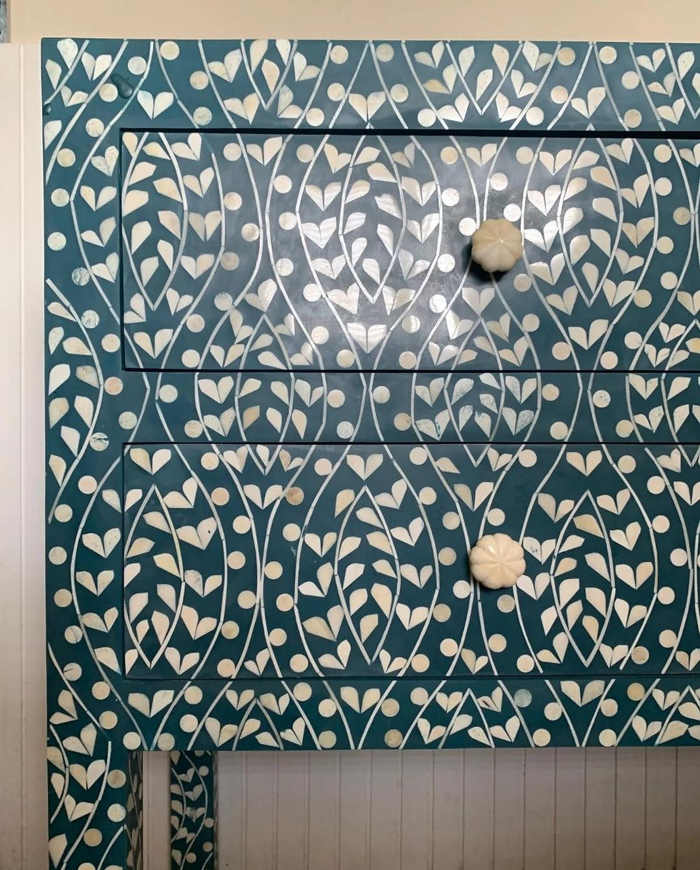 Thumbnail: Antique Flower Bone Inlay Side Board