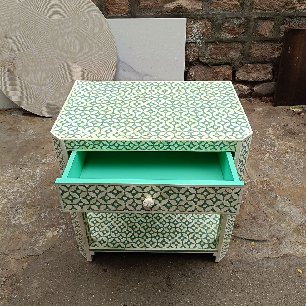 Thumbnail: Bone Inlay Side Table With Drawer