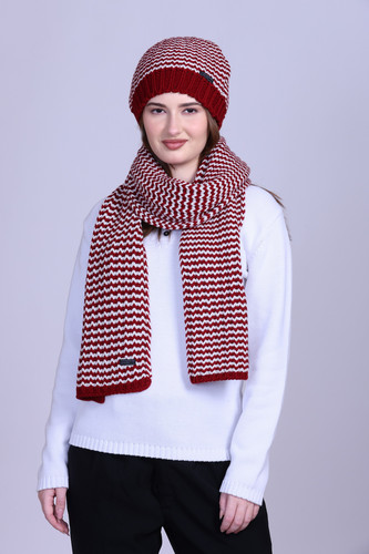 513's Knitted Stripped Pattern Muffler-cap Set for Women | Jolly 513