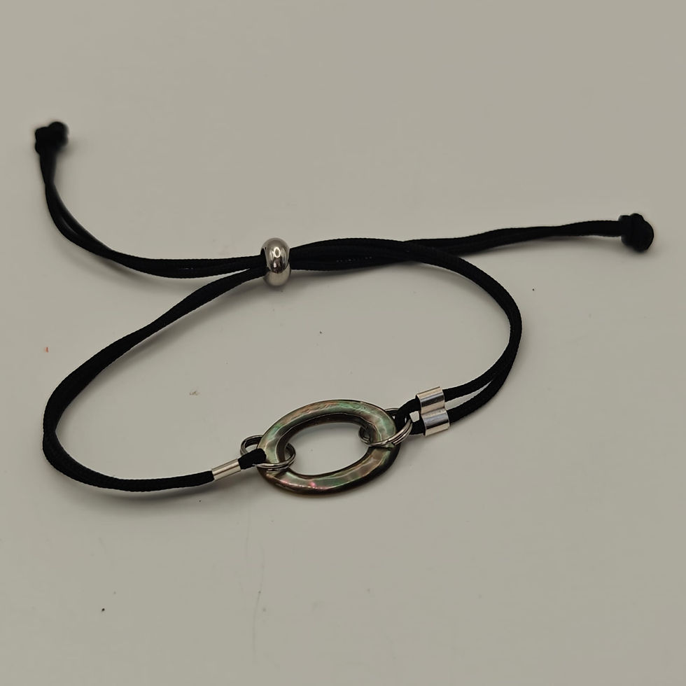 Miniature : Bracelet réglable nacre de Tahiti sur cordon noir _ Vue de dessus