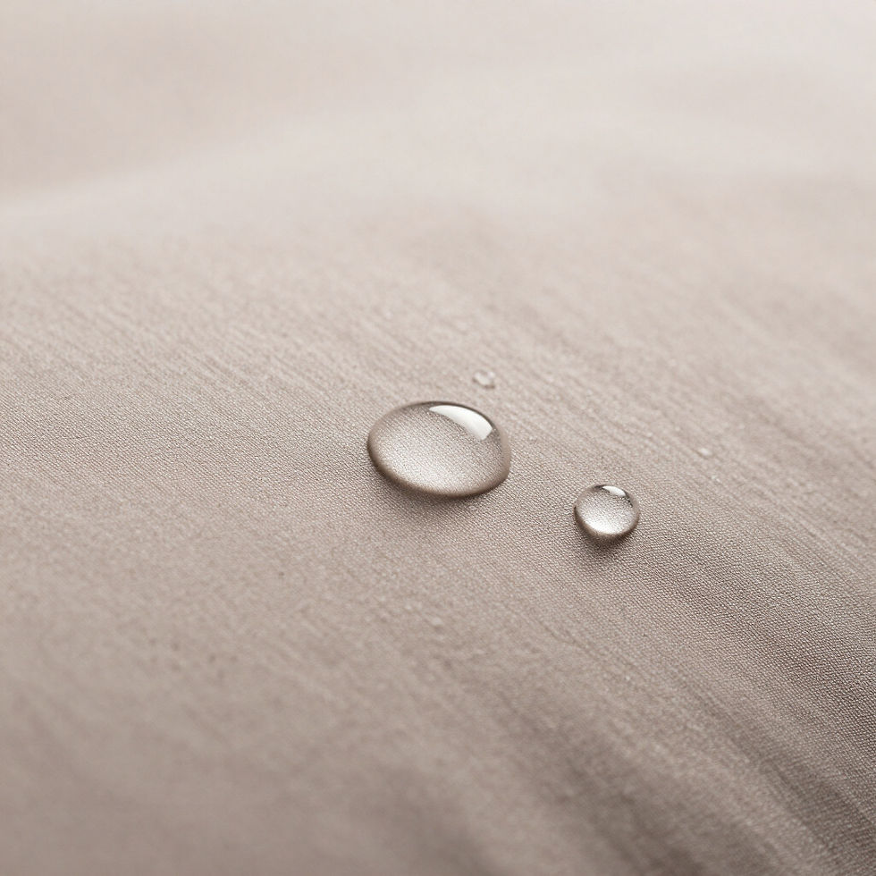 Demonstration of water sitting on a protected fabric