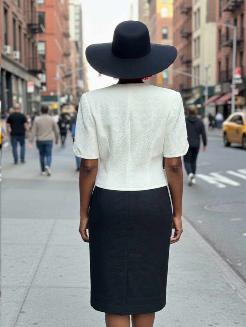 Thumbnail: Vintage Adele Simpson Black & White Dress