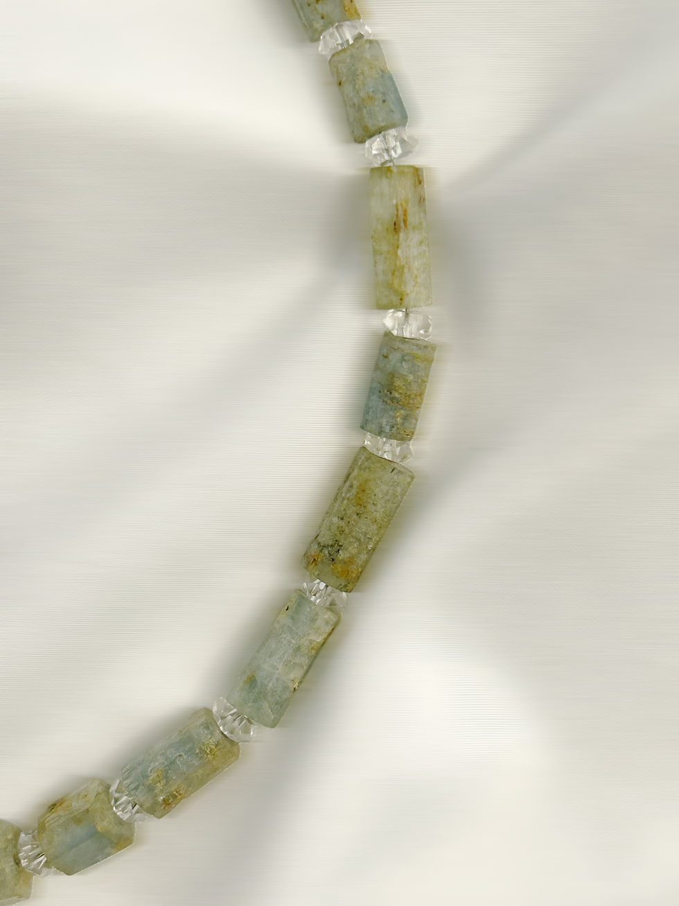 Thumbnail: Unisex Natural Aquamarine Handcrafted Tube Bead Necklace