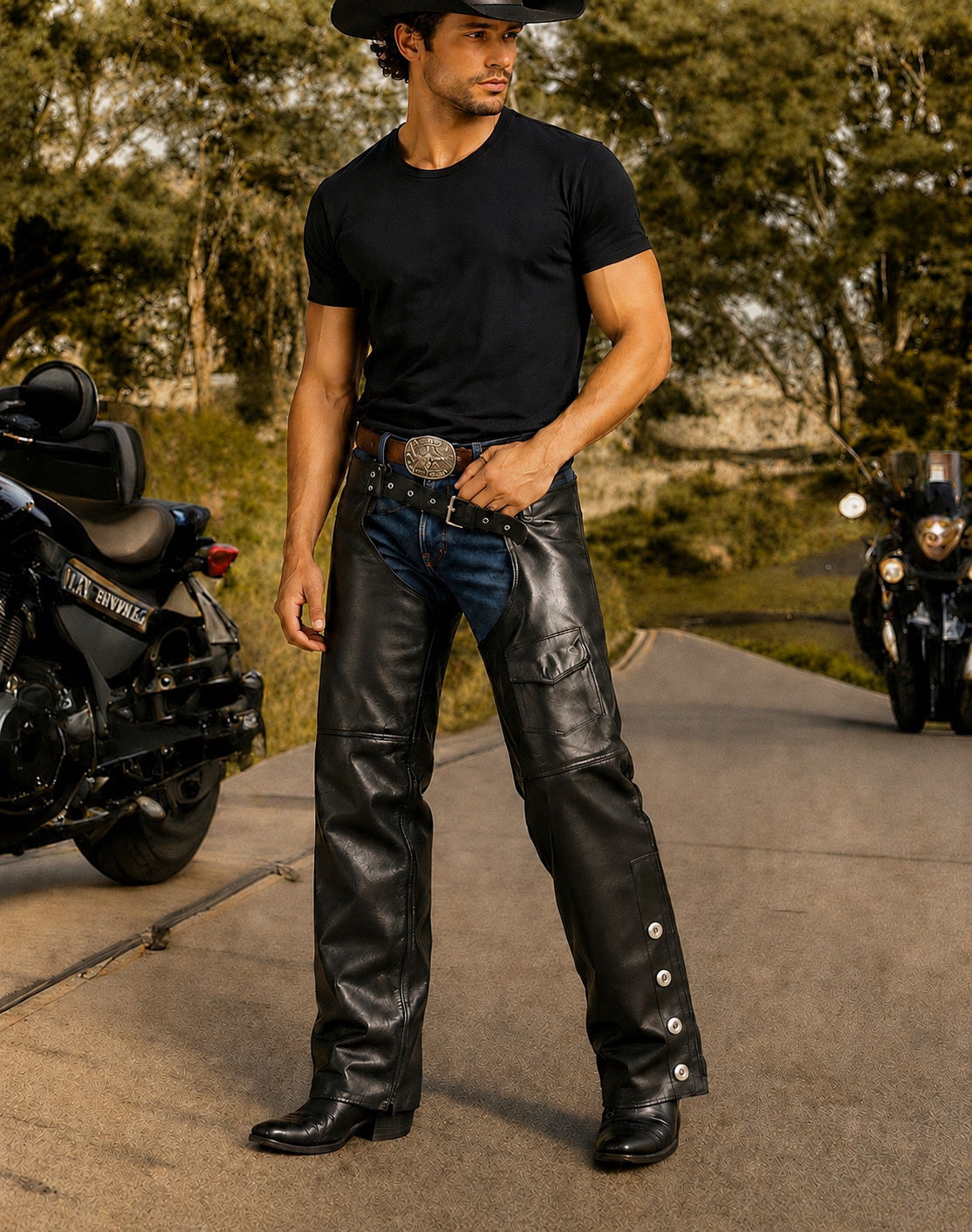Bikers Dream Apparel Leather Chaps Sz M