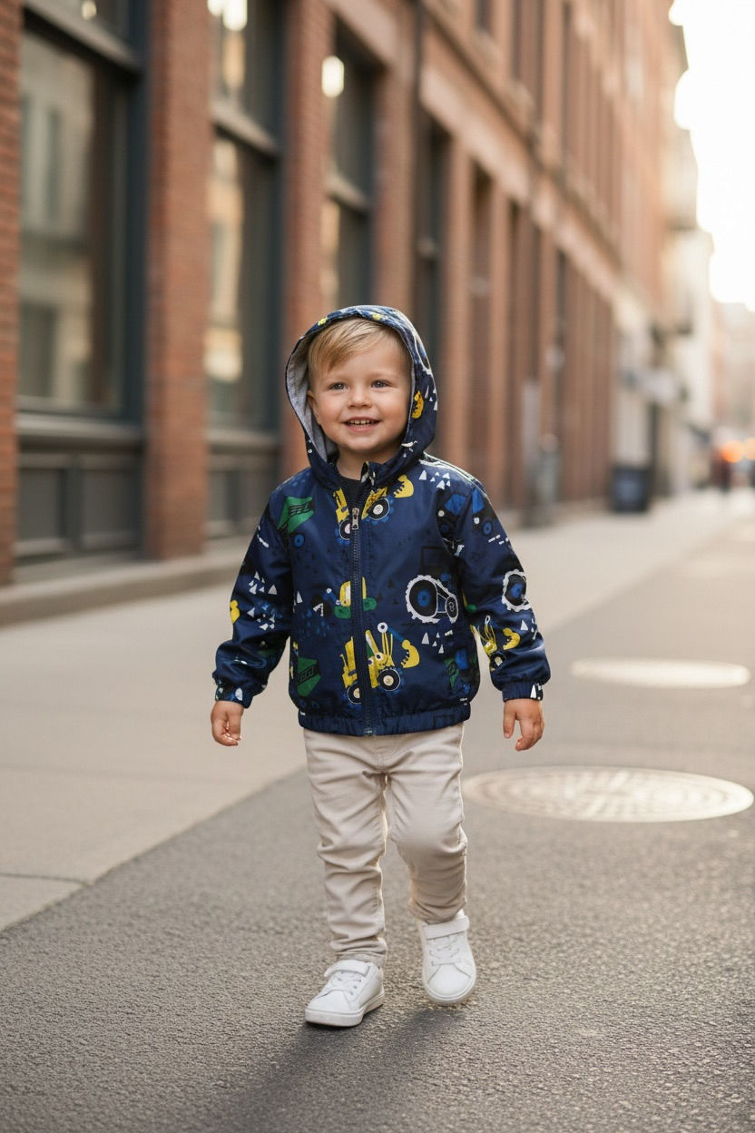 Boy's Construction Man's Rain Jacket Sz 12M