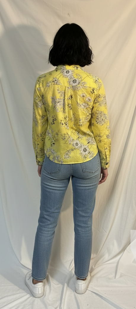 Thumbnail: Talbots Yellow Cotton Floral Button Down Shirt szSP