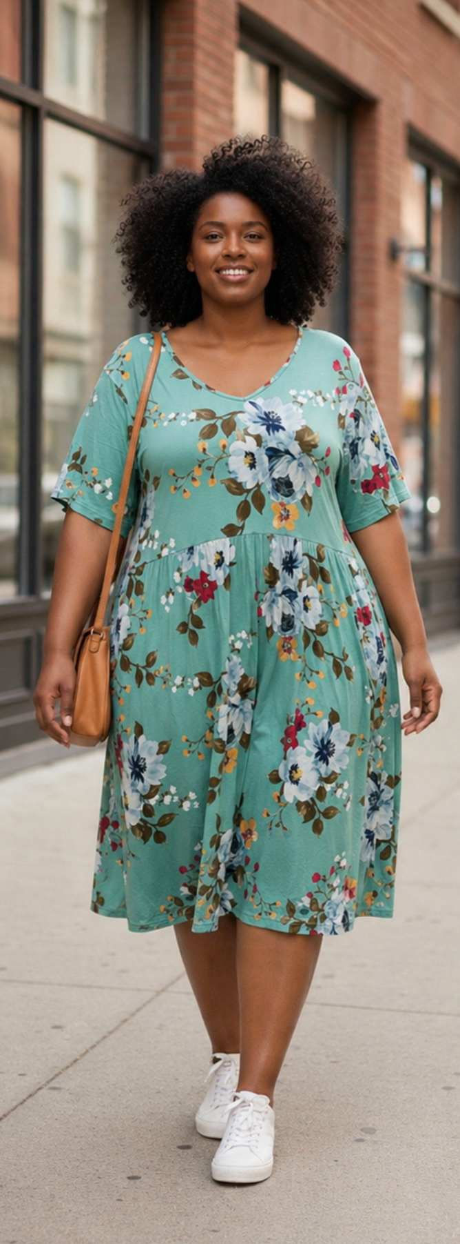 DB Moon Flower Print Teal Dress Plus 4XL
