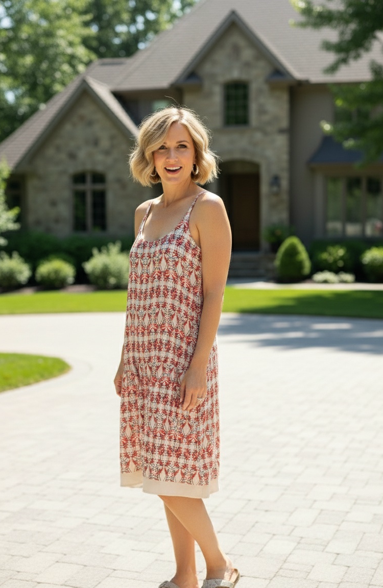 CAbi Batik Slip Dress SM #870 New