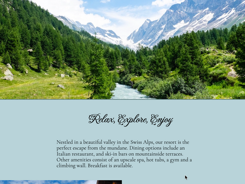 resort webpage