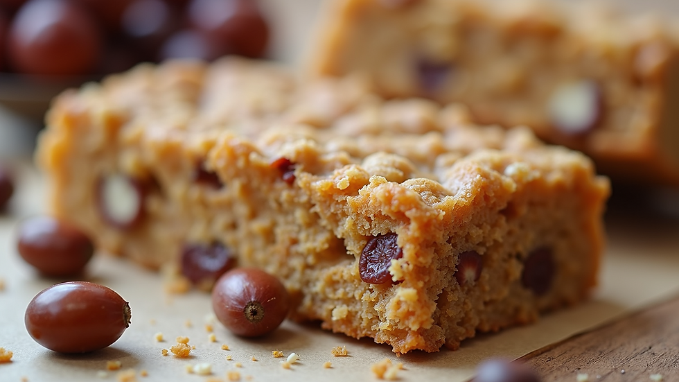 Close-up view of a nutritious snack bar with natural ingredients