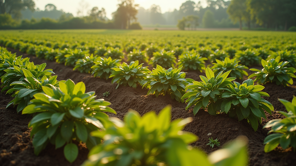 High angle view of an agricultural field cultivating monk fruit