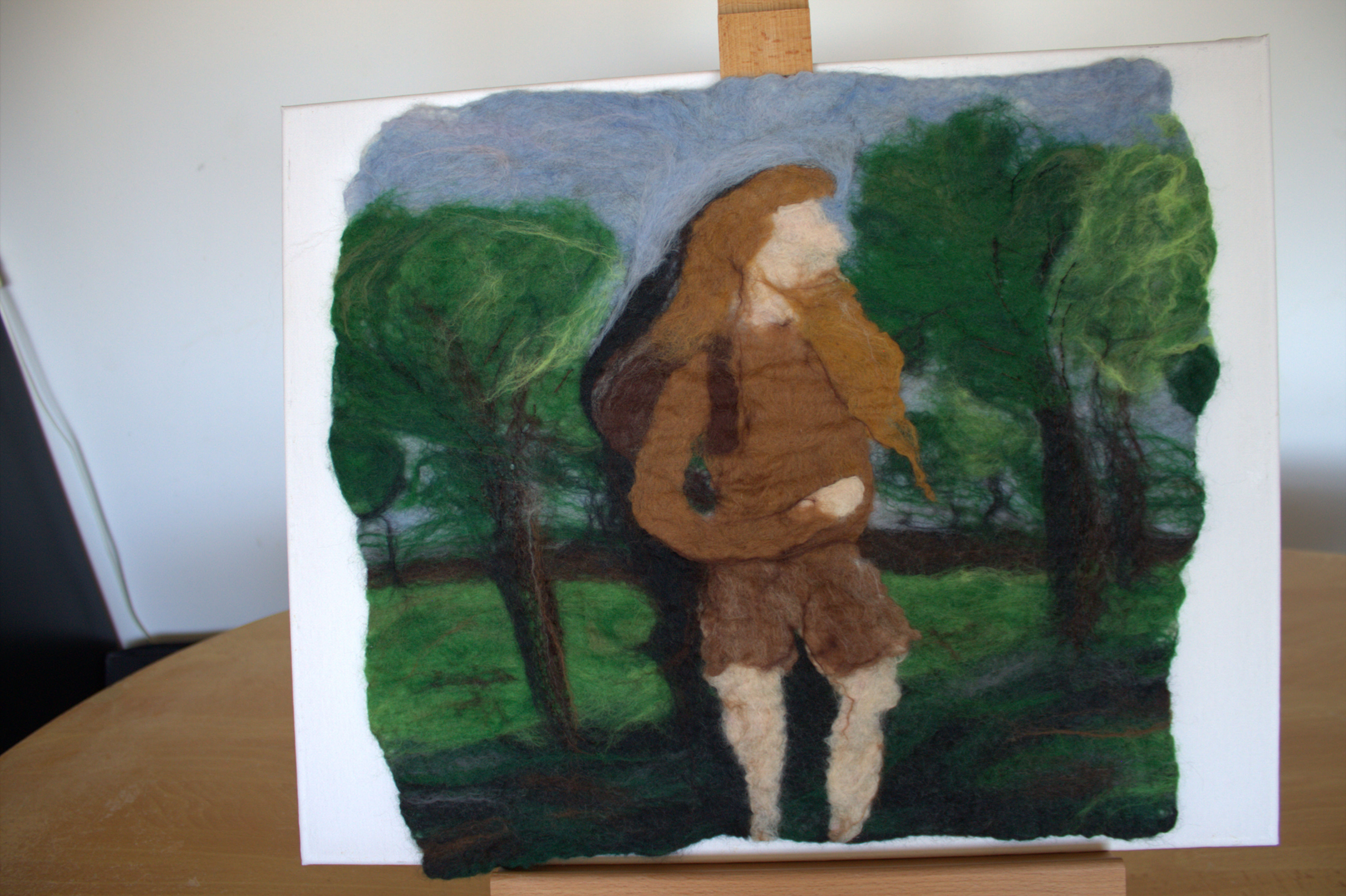 Man at the park, felt painting, main image