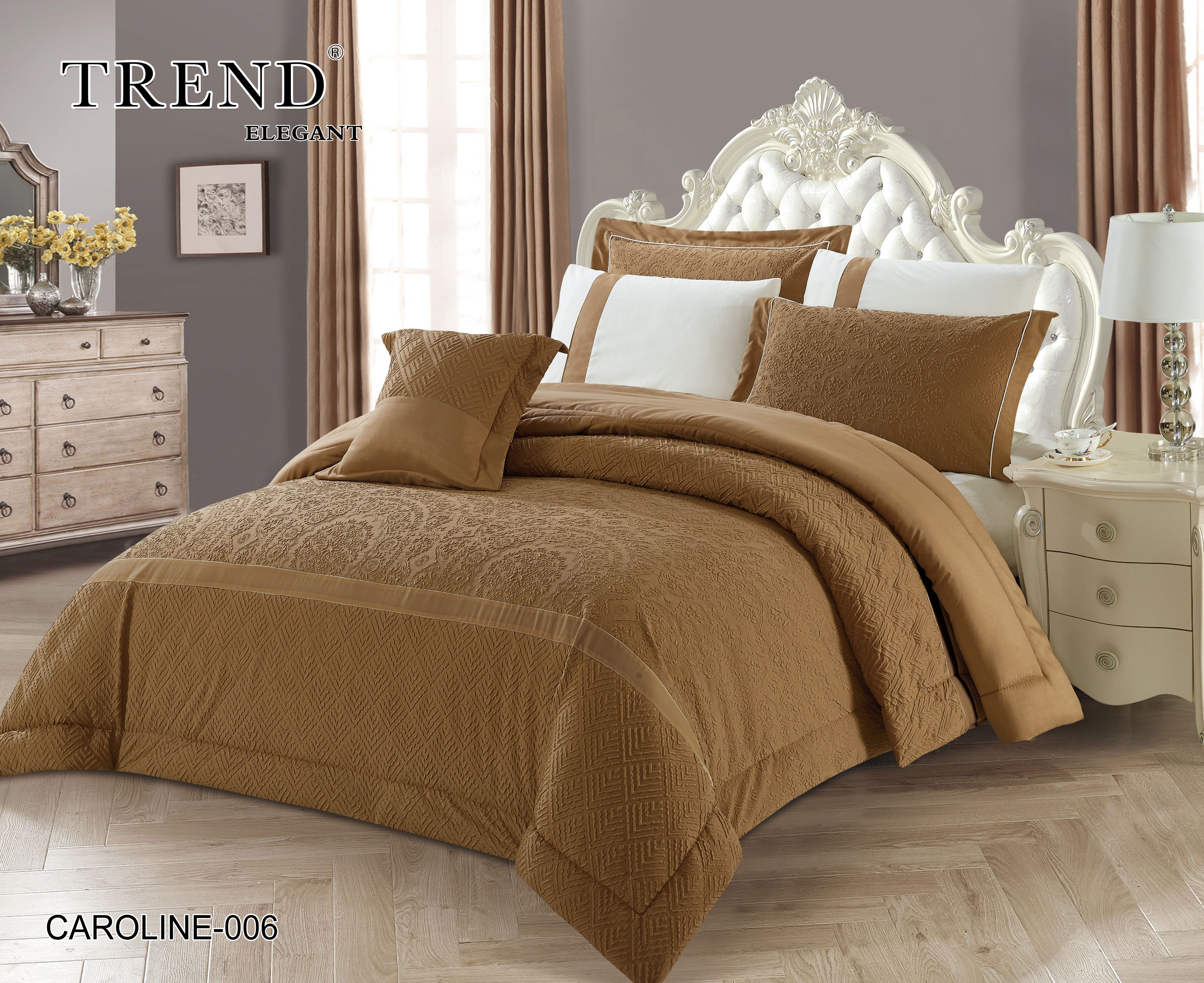 CAROLINE-006ترند لحاف كنج 8 قطع ميكرو كارولاين