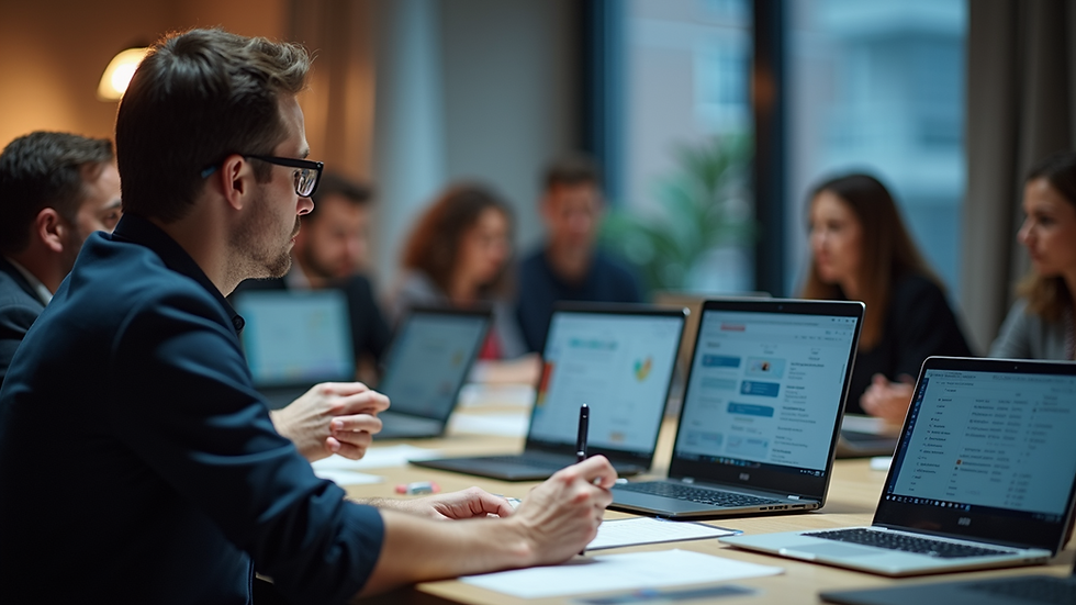 High angle view of a training session focused on Oracle cloud tools