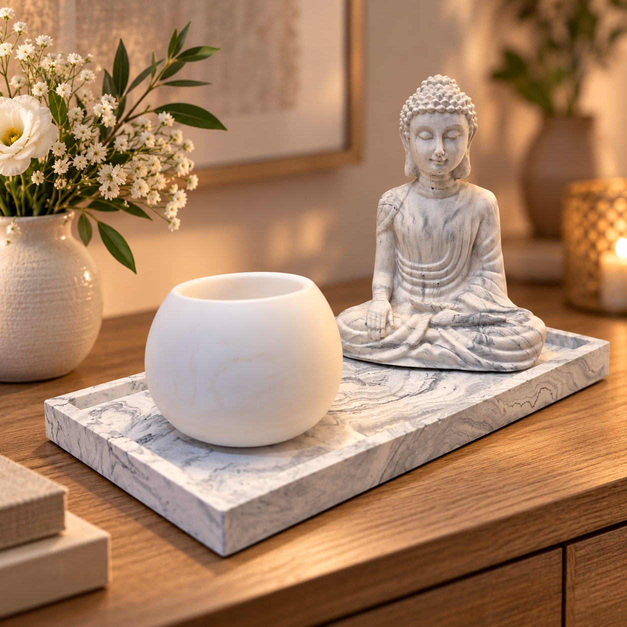 Plateau zen marbré noir
