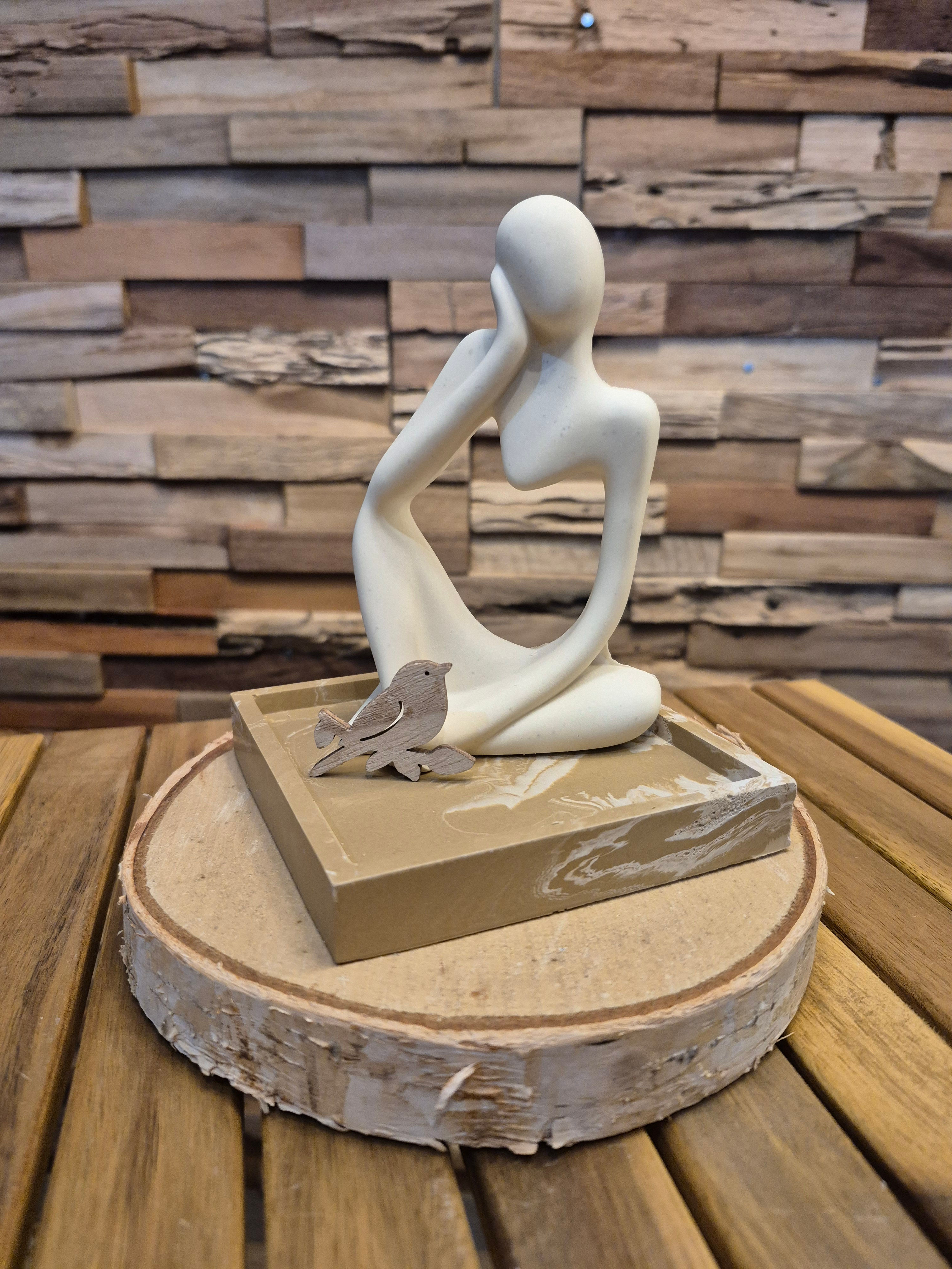 Plateau réflexion moka marbré ivoire