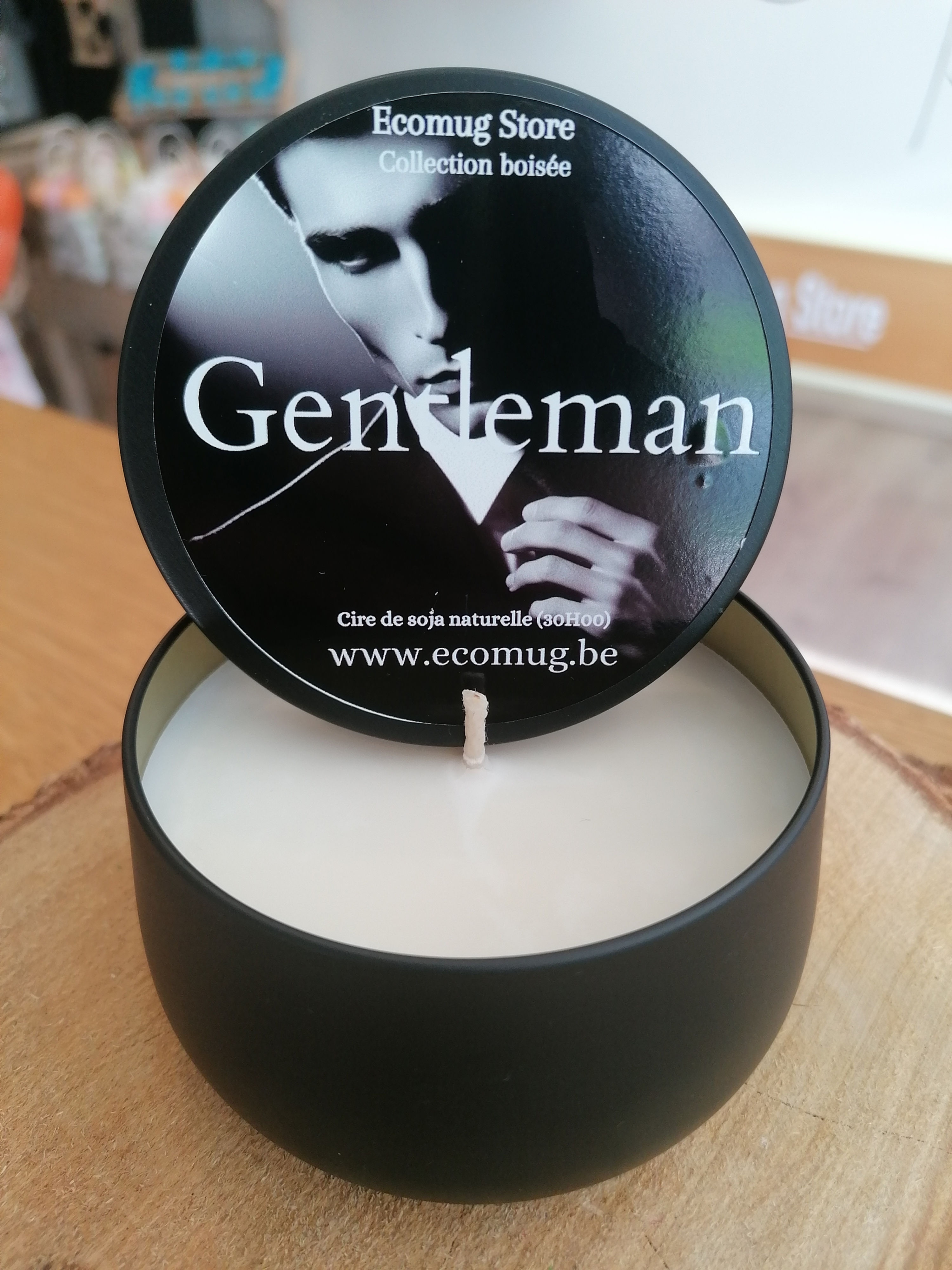 Bougie naturelle boisée rechargeable