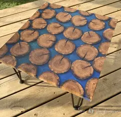 Table basse bois rondin résine epoxy