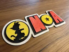 Prenom personnalisé laser chambre deco Drangon ball