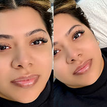 beautiful face with wispy hybird set of lash extensions