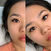 super wispy natural eyelash extensions on a Asian client with big eyes
