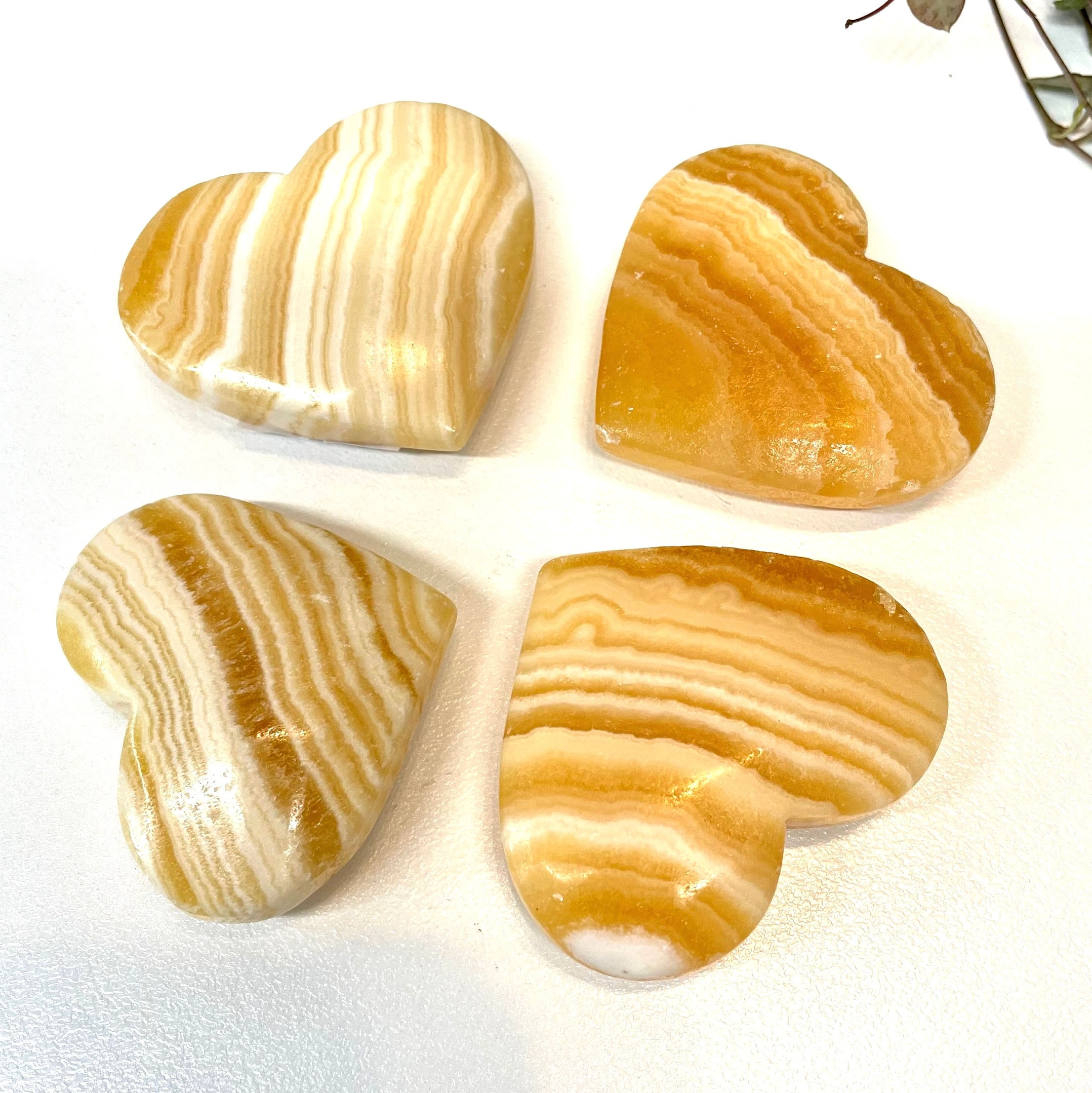 Orange Calcite Hearts 