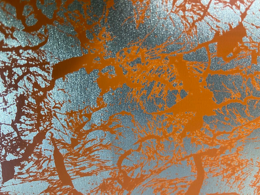 G-038 Full Sheet - persimmon tree roots on yellow gold foil