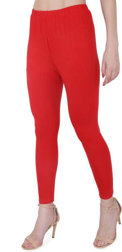 Thumbnail: Ethnic Girls Free Size Red Ankle Length Legging