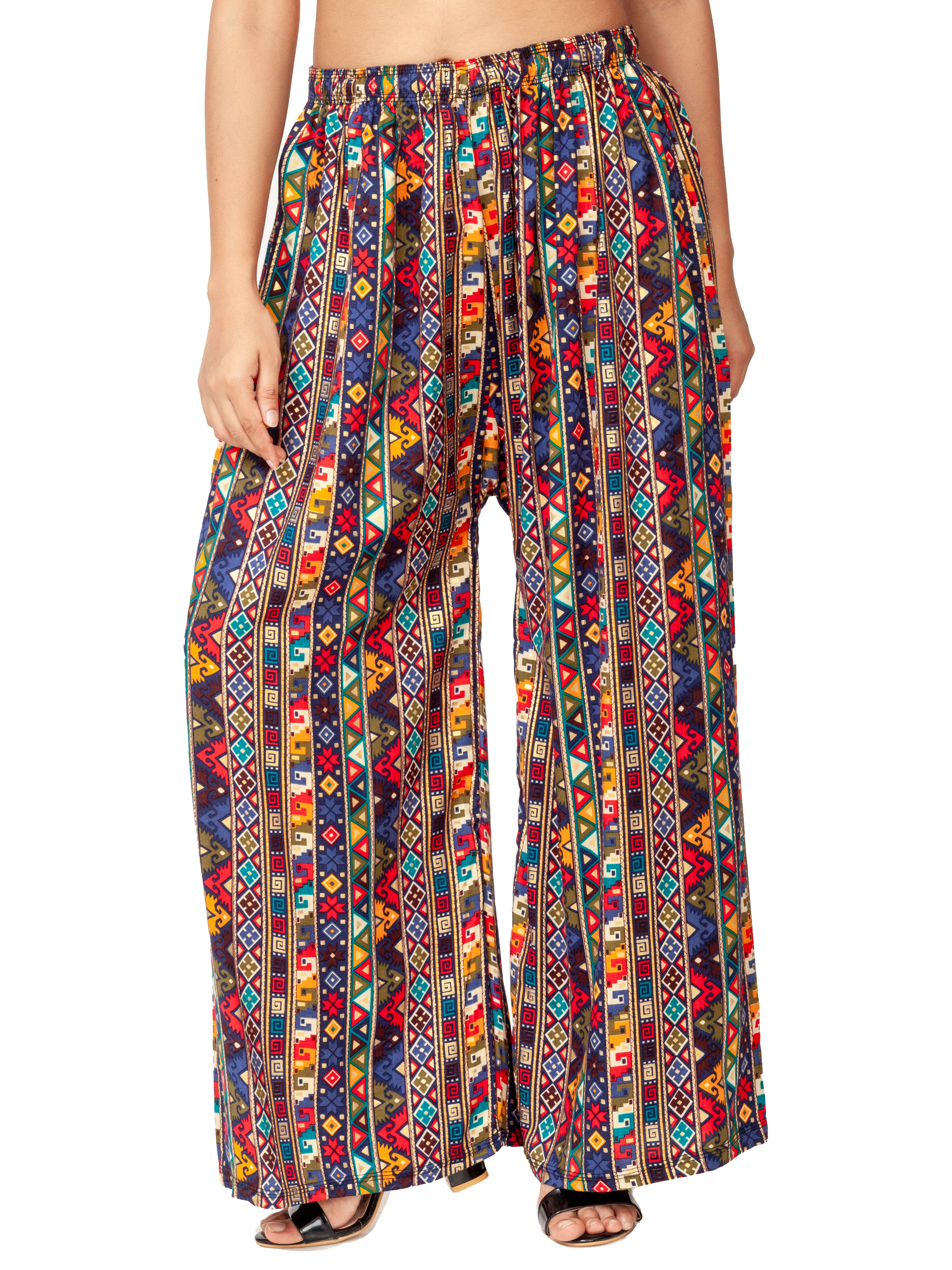 Ethnic Girls Geometric Print Multicolor Rayon Palazzo Pants