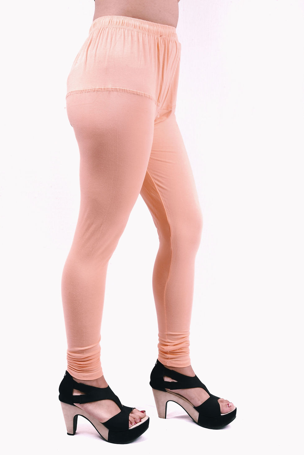 Thumbnail: Ethnic Girls Free Size Peach Churidaar Legging