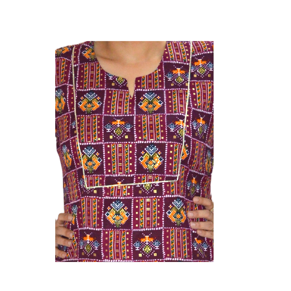 Thumbnail: Ethnic Girls Bandhni Print Purple Rayon Kurta