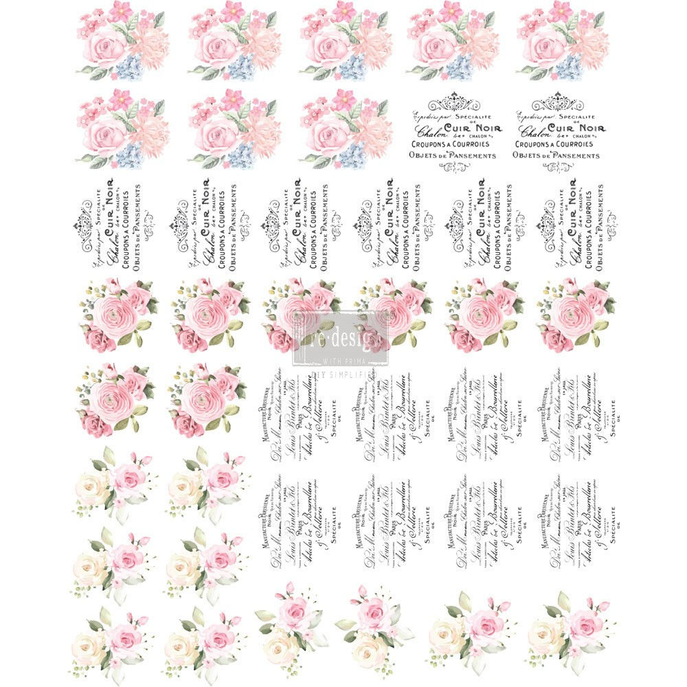 Sweet Spring floral and script knob transfers sheet