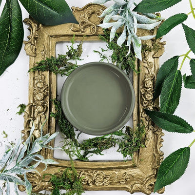 Basil Mineral Paint swatch in an ornate gold frame