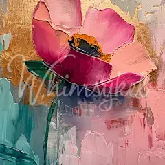 Pink floral art on Spring Forward tissue paper.