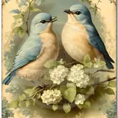 Bluebird Waltz Rice Paper design with two blue birds.