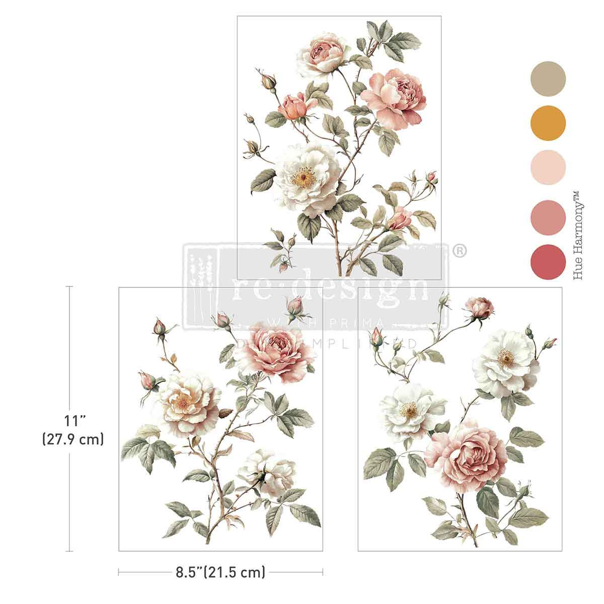 Creamy Blush Blooms Middy Transfer floral decal sheets