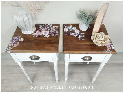 Small Floral Side Tables, white chalk paint, Hamilton  Ontario