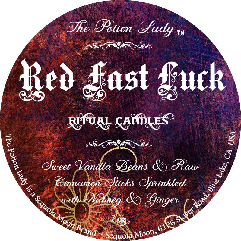 Red Fast Luck Ritual Candle in Silver Tin with Pentacle Charm