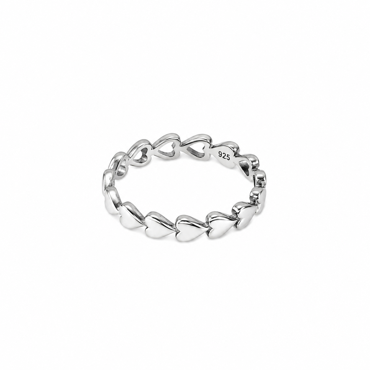 Sterling Silver Heart Band Ring – .925